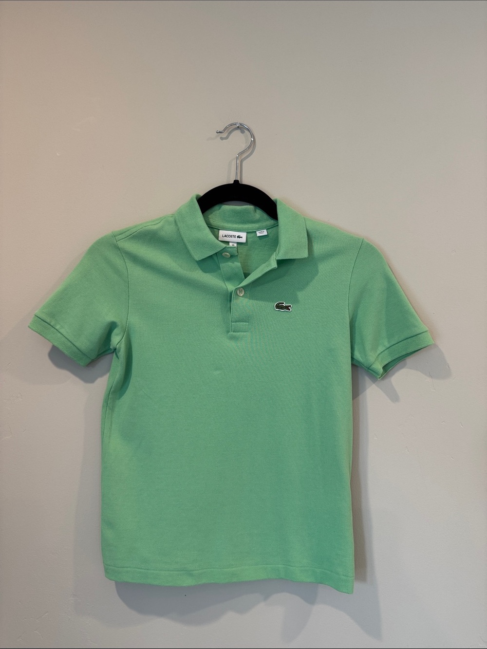 Big Boys Lacoste Kids Light Green Polo Shirt, Size 10